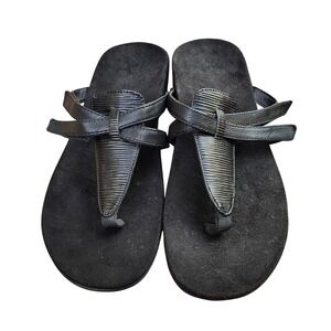 Vionic Karley Orthopedic Sandals Arch Support Thong Black Leather sandal Size 12